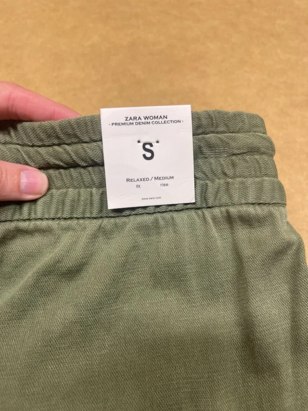 Zara Premium Denim Collection Cargo Pocket Jogger Size Small Army Green NEW NWT